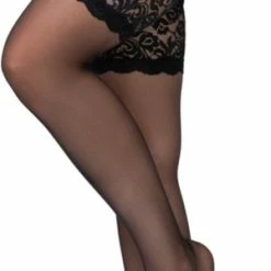 Annes Styling Annes Dunne Matte Hold Up Kousen Cecile 20 Denier Met Extra Brede 14 Cm Kanten Rand, Zwart Maat XL/XXL (5/6) -Beenmode Winkel 300x840 2