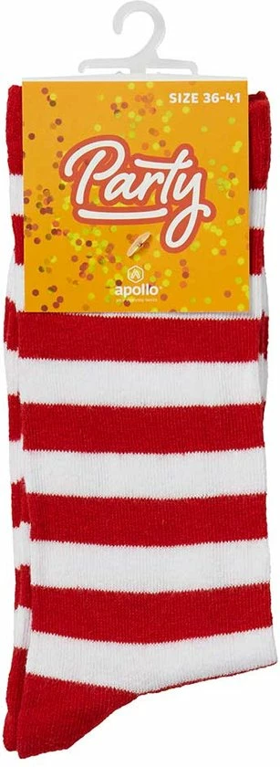 Feest Sokken Met Strepen | Rood|wit 36/41 | Gekleurde Sokken | Carnaval | Party Sokken Dames | Apollo 6 Feest Sokken Met Strepen | Rood|wit 36/41 | Gekleurde Sokken | Carnaval | Party Sokken Dames | Apollo - Afbeelding 4
