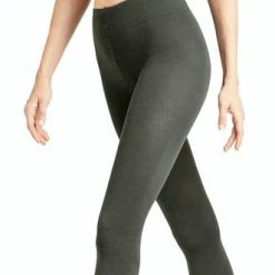 FALKE Softmerino Dik Elastisch Zonder Motief Effen Comfortabel Elegant Warm Winter Zacht Merinowol Katoen Groen Dames Panty - Maat 48-50