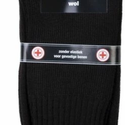 Basset - Wollen Herensokken - Zonder Elastiek En Met Breed Boord - 45/47 - Zwart - Diabetes Sokken -Beenmode Winkel 343x840