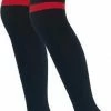 Overknee Kousen - SQOTTON - Zwart-Rood - Gestreept -Beenmode Winkel 358x840 3