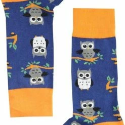 Merkloos Uil Sokken Maat 41-46 - Blauw - Dierenprint - Grappige, Vrolijke En Leuke Sokken