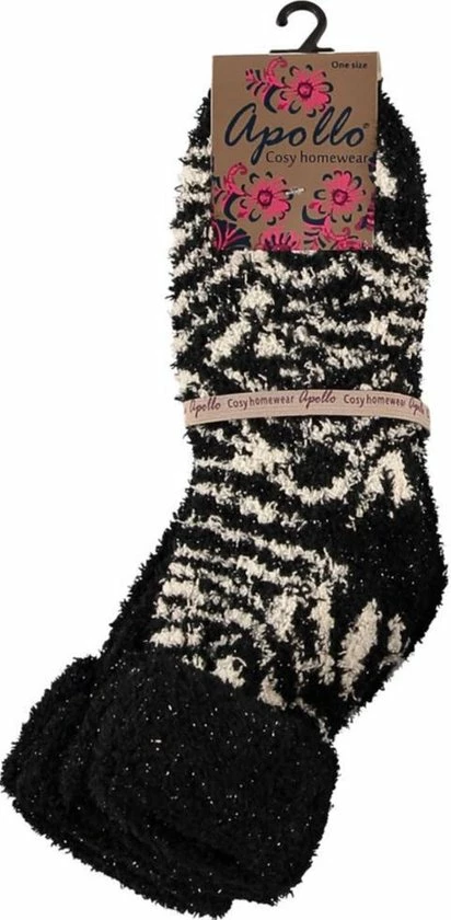 Apollo 2-Pak Dames Bedsokken/huissokken Zwart/wit Maat 36-41 4 Apollo 2-Pak Dames Bedsokken/huissokken Zwart/wit Maat 36-41 - Afbeelding 2