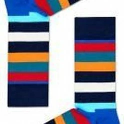 Happy Socks Stripe Sokken - Blauw/Rood/Geel/Zwart - Maat 36-40 -Beenmode Winkel 413x840