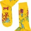 Merkloos Gekke Poppetjes Sokken Maat 41-46 - Geel - Grappige, Vrolijke En Leuke Sokken -Beenmode Winkel 426x840
