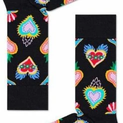 Happy Socks - Scared Heart Sock - Sokken Dames - Zwart - Maat 36-40