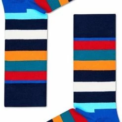 Happy Socks Stripe Sokken - Blauw/Rood/Geel/Zwart - Maat 36-40