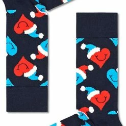 Happy Socks - Kerst Sokken - Santa Love Smiley - Blauw - Maat 36-40