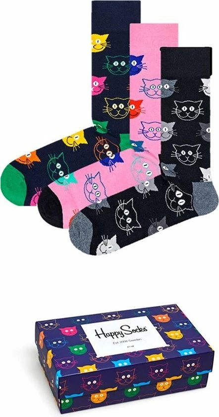 Happy Socks 3P Mixed Cat Socks Giftbox - Maat 41-46 3 Happy Socks 3P Mixed Cat Socks Giftbox - Maat 41-46