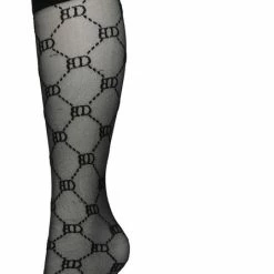 Bonnie Doon Dames Geruite Panty Kniekousen Zwart Maat 36/42 - Knie Kousen 20 Denier - Ruitjes - Ruiten - Print - Uitstekend Draagcomfort - Bonnie Doon Knee High - Kniesokken - Zakt Niet Af - OEKO-TEX - Black - BP221801