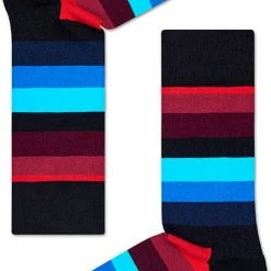 Happy Socks Stripe Sokken - Rood/Zwart/Blauw - Maat 36-40 -Beenmode Winkel 448x840 1