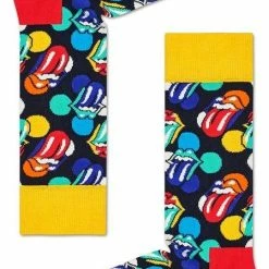 Happy Socks X Rolling Stones Big Licks Sok | Blauw Met Geel En Rood | Voor De Echte Rolling Stones Fan | Maat 36-40