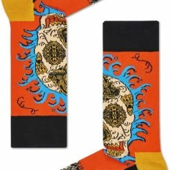 Happy Socks Megan Massacre, Limited Edition Leaf Skull Orange, Maat 36-40
