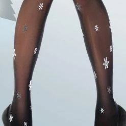 Pretty Polly Christmas Snowflake Tights - One Size - Black/Mix - PNAWC7 -Beenmode Winkel 465x840