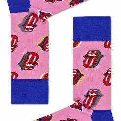 Happy Socks X Rolling Stones CandyKiss Sok | Roze Met Blauw | RLS01-3301 | Maat 36-40