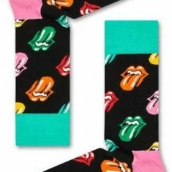 Happy Socks - Collabs Rolling Stones Paint It Bright - Zwart Multi - Unisex -Maat 36-40