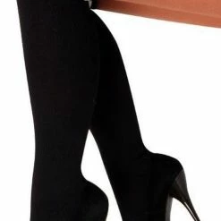 KIMU Lange Sokken Zwart Witte Strepen - 36-41 - Kniekousen Zwarte Sportsokken Cheerleader Voetbalsokken