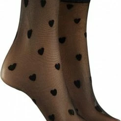 Sesto-Senso 2pack Micro Net Pantysokjes Fashion - 20den - Hartjes - One Size - Zwart