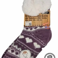 Antonio Huissokken - Huissokken Hartjes - Paars Wit - Dames - Antislip ABS - One Size (35-42) - Hüttensocken - Warme Sokken - Warme Huissok