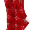 Merkloos Kerstsokken - Funny Socks - Rudolf In Red White Tips - Dames - Maat 37-41 -Beenmode Winkel 520x840 2