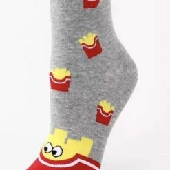 Merkloos Grappig Sokken Voor Dames En Heren - Zak Friet - Patat Sokken - Unisex Sokken - Maat 36-41
