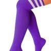KIMU Lange Sokken Paars Witte Strepen - 36-41 - Kniekousen Paarse Kousen Sportsokken Cheerleader Voetbal Hockey -Beenmode Winkel 549x840 5