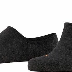 FALKE Keep Warm Voering Sokken Onzichtbaar Zonder Motief High Cut Met Pluche Zool Merinowol Grijs Unisex Kousenvoetje - Maat 39-41
