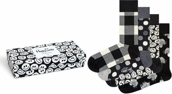 Happy Socks Black & White Giftbox - Maat 36-40 3 Happy Socks Black & White Giftbox - Maat 36-40