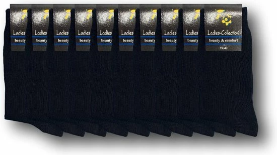Bonanza 10 Paar Damessokken - 100% Katoen - Naadloos - Zwart - Maat 35-38 6 Bonanza 10 Paar Damessokken - 100% Katoen - Naadloos - Zwart - Maat 35-38 - Afbeelding 4