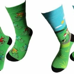 Merkloos 2 PAAR - Verjaardag Cadeau - Wielren Sokken - Fiets Sokken Vrolijke Sokken - Valentijn Cadeau - Aparte Sokken - Grappige Sokken - Leuke Dames En Heren Sokken - Moederdag – Vaderdag – Kerst Cadeau - Socks Waar Je Happy Van Wordt - Maat 42-47