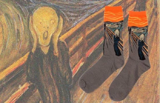 Merkloos Leuke Sokken, De Schreeuw, Kunst Sokken, Art Socks ,Edward Munch 4 Merkloos Leuke Sokken, De Schreeuw, Kunst Sokken, Art Socks ,Edward Munch - Afbeelding 2