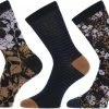 Teckel - 3 Paar Damessokken - Dark Flowers - Maat 36/42 - 72% Katoen -Beenmode Winkel 550x364