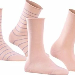 FALKE Happy Stripe 2-Pack Zacht Met Motief Versterkt Hoogwaardig Mid-rise Robuust Ademend Dekkend Set Kort Gestreept Katoen Multipack Roze Dames Sokken - Maat 39-42 -Beenmode Winkel 550x375
