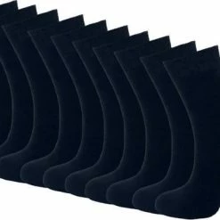 Bonanza 10 Paar Damessokken - 100% Katoen - Naadloos - Zwart - Maat 35-38