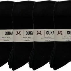 Sukats® 8 Paar Merino Wollen Sokken - Maat 39-42 - Badstof Zool - Naadloos - Verstevigde Hak En Teen - Navy Blue - Unisex