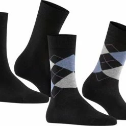 Burlington Everyday Damessokken (2-pack) - Katoen - Zwart En Geruit - Maat: 36-41 -Beenmode Winkel 550x403