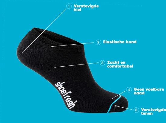 7 Paar Shoefresh Bamboe Sneakersokken Dames / Footies - Maat 39-42 - Zwart- Naadloze Sokken 6 7 Paar Shoefresh Bamboe Sneakersokken Dames / Footies - Maat 39-42 - Zwart- Naadloze Sokken - Afbeelding 4