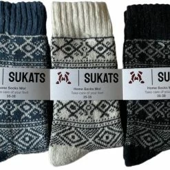 Sukats® Huissokken - Homesocks - 3 Paar - Maat 35-38 - 3 Kleuren - Mix B - Wol - Warm - Winter