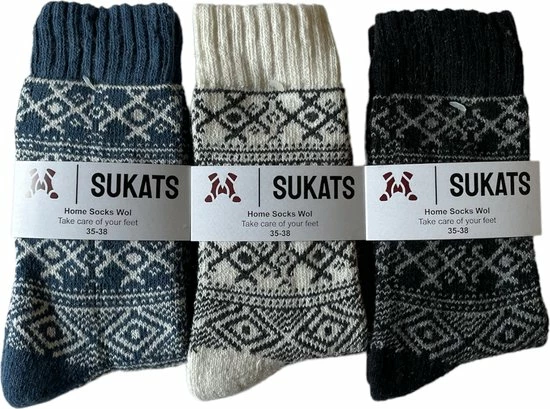 Sukats® Huissokken - Homesocks - 3 Paar - Maat 35-38 - 3 Kleuren - Mix B - Wol - Warm - Winter 3 Sukats® Huissokken - Homesocks - 3 Paar - Maat 35-38 - 3 Kleuren - Mix B - Wol - Warm - Winter