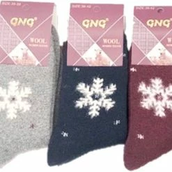 Green-goose 3 Paar Wollen Sokken | 95% Wol | Grijs | Blauw | Paars | Maat 35-38