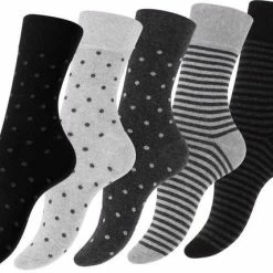 Vincent Creation Damessokken - Punt/streep In Grijstint - 5-pack - 39/42