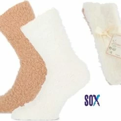 SOX SuperSoft 2 PACK Huissok Bedsok Comfy Sok Warm Up Ecru/Beige Dames 37/42
