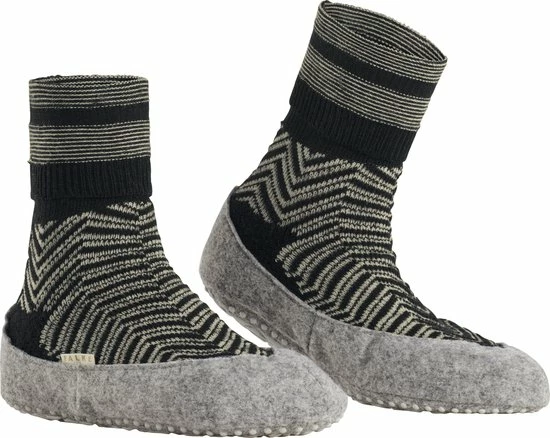FALKE Cosyshoe Herringbone Slofsok Lang Met Patroon Met Anti-slip Noppen Gestreept Maagdelijke Wol Zwart Dames Sokken - Maat 37-38 6 FALKE Cosyshoe Herringbone Slofsok Lang Met Patroon Met Anti-slip Noppen Gestreept Maagdelijke Wol Zwart Dames Sokken - Maat 37-38 - Afbeelding 4