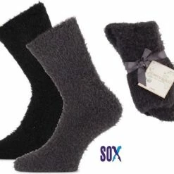 SOX SuperSoft 2 PACK Huissok Bedsok Comfy Sok Warm Up Antraciet/Zwart Dames 37/42 Met Niet Knellende Boord