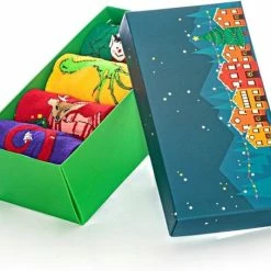 Merkloos Shiva Mode Kerst Nieuwjaar Kleurrijk Sokken Giftbox V3 | 4 Pack | Maat 36-40 | Vrolijke Ontwerp | Naadloos | Gift - Cadeau