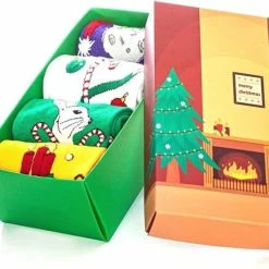 Merkloos Shiva Mode Kerst Nieuwjaar Kleurrijk Sokken Giftbox V2 | 4 Pack | Maat 36-40 | Vrolijke Ontwerp | Naadloos | Gift - Cadeau