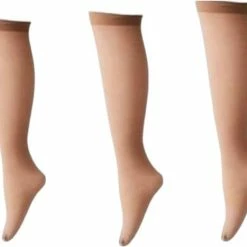 Merkloos Dames Kniekousen - Pantykousjes - Naturel - Beige - 60 Denier - 3 Paar - One Size
