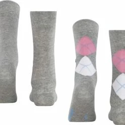 Burlington Everyday 2-Pack Zacht Met Motief Dekkend Geruit Mid-rise Zomer Set Dun Katoen Multipack Grijs Dames Sokken - Maat 36-41 -Beenmode Winkel 550x467