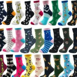 GrandSock Dames Sokken - Jaar Box - 12 Paar - Giftbox - 36-40 Random / Mix - Blauw / Rood / Wit / Bruin / Groen - Leuke Sokken Met Print / Dieren Print