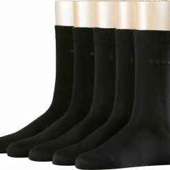 Esprit Solid 5 Pack Zacht Biologisch Zonder Motief Mid-rise Set Ondoorzichtig Katoen Multipack Zwart Dames Sokken - Maat 36-41